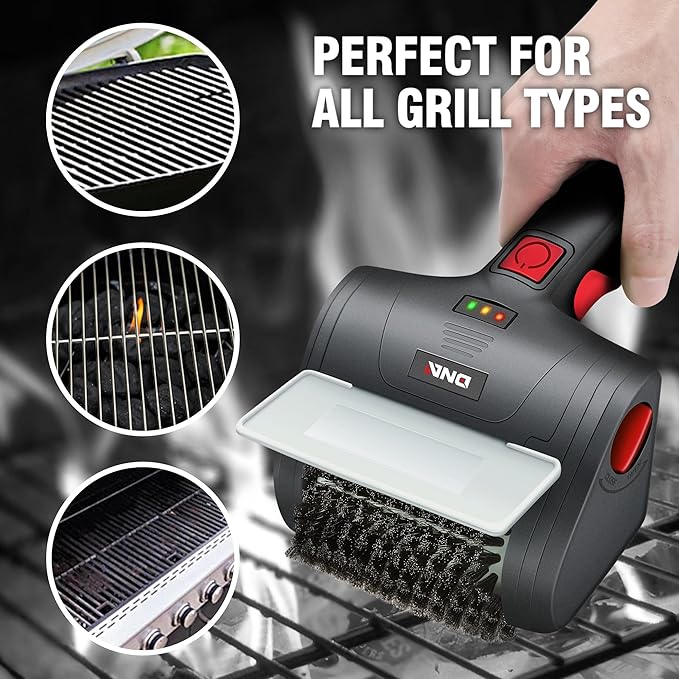DNA Motoring Cordless Electric Grill Cleaning Scrub Brush Rechargeable with Type-C Charge Cord,Red/Black, TOOLS-00219-RD