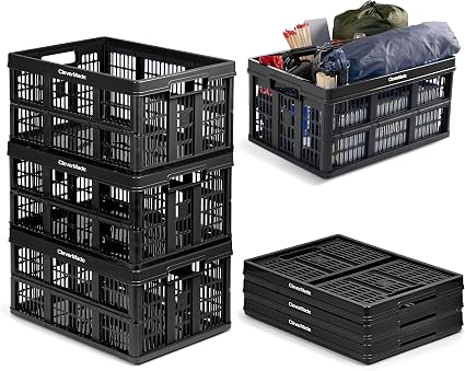 CleverMade Collapsible Utility Crate (Recycled) - 45L - Obsidian (3PK)