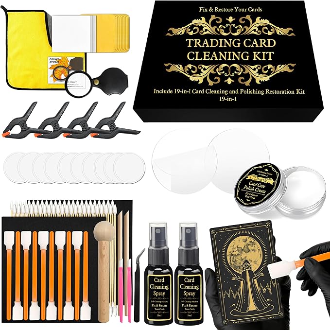 272 Pcs Card Care Clean Kit,Trading Card Cleaning Kit with Fixing Jig and EVA Shaping Foam, Suitable for PSA Rated Baseb