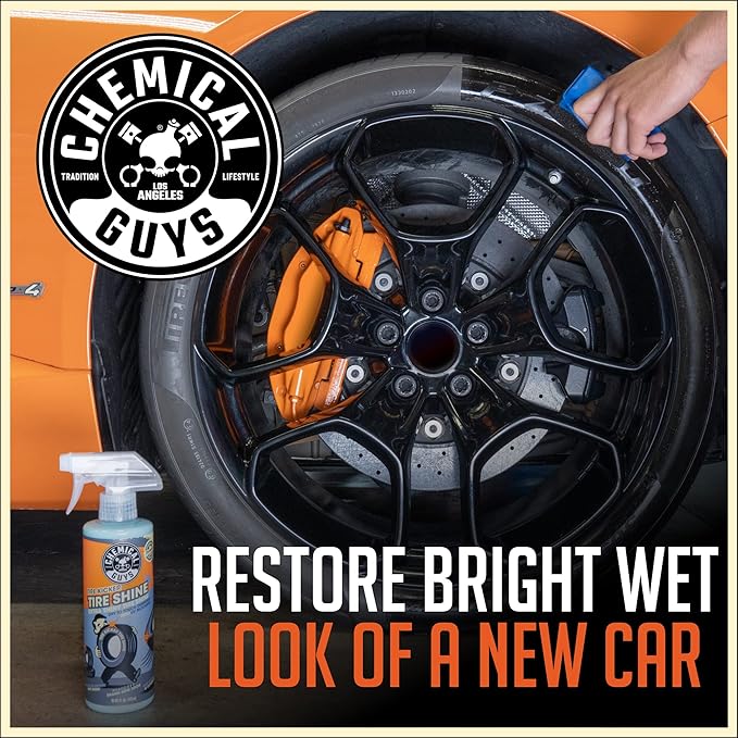 Chemical Guys Tire Kicker Sprayable Extra Glossy Tire Shine Spray, Dry-to-Touch Dressing - Restores Wet Look to Rubber, Vinyl, and Plastic, Safe for Cars, Trucks, Motorcycles, RVs, and More - 16 oz