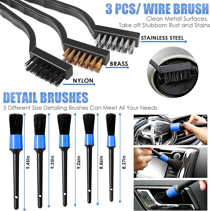 Car Cleaning Kit, Car Interior Detailing Kit with High Power Handheld Vacuum, Detailing Brush Set, Windshield Cleaner, Cleaning Gel, Complete Auto Accessories for Men, Women