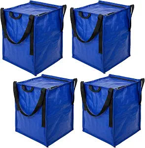 DURASACK 22-Gallon Zipper Top Heavy Duty Storage Tote Bags, 4-Pack, Blue