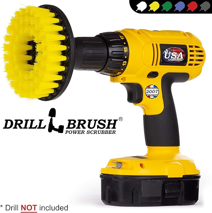 Drillbrush Bathroom Cleaning Drill Brush Attachment - Tile and Grout Cleaner Scrubber- Shower Cleaning Brush Attachment for Power Drill - Sink, Bathtub, Glass Door Spin Cleaner Brushes for Bathroom