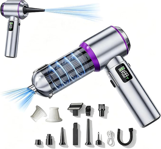 Car Vacuum Portable Cordless,20000Pa Suction Power Handheld Vacuum for Car,Home,Office,Pet Hair Cleaning,with 2 Washable Filter and 9 Replaceable Nozzle, Type-C Charging
