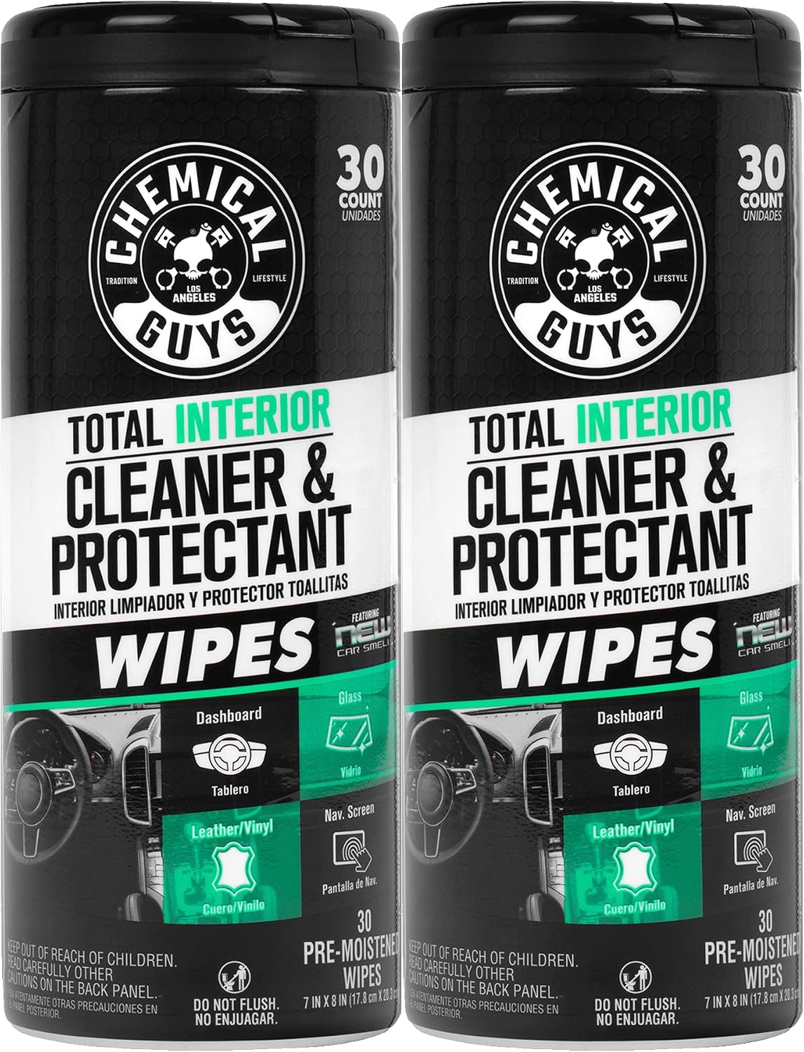 Total Interior New Car Smell Cleaner & Protect Wipes, 2 Pack