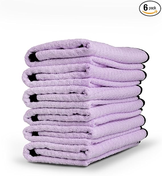 Adam's Waterless Wash Microfiber Towel (6 Pack) - Waffle Weave Design Traps Dirt & Safely Cleans Your Car, Boat, RV, Tru