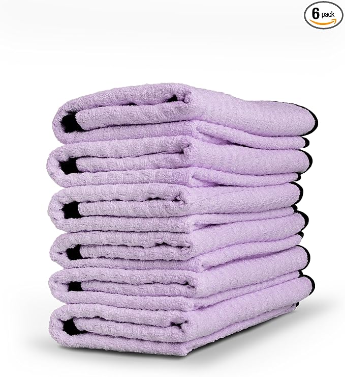 Adam's Waterless Wash Microfiber Towel (6 Pack) - Waffle Weave Design Traps Dirt & Safely Cleans Your Car, Boat, RV, Tru