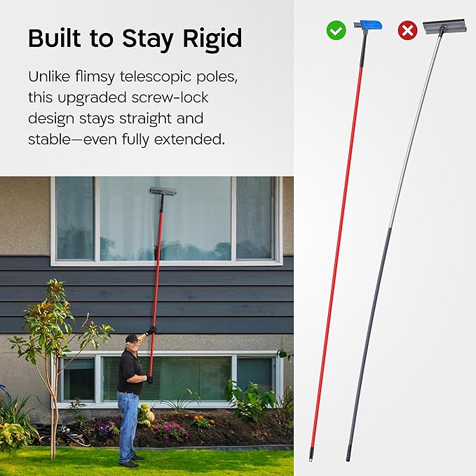Tyroler Professional Window Squeegee for Home, Long Squeegee for Window Cleaning, 2-in-1 Window Cleaning Squeegee Kit, Indoor & Outdoor Window Cleaner Tool for High Windows & Glass (12''-110'')