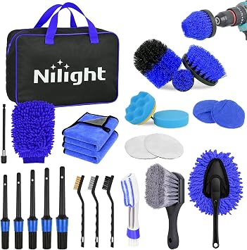 Nilight 27PCS Car Detailing Kit for Interior Exterior Car Care, Blue