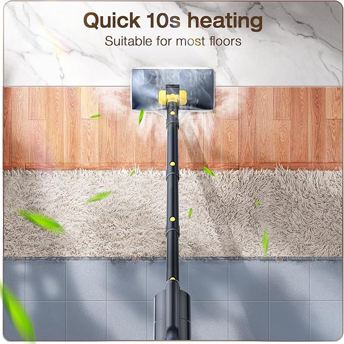 Steam Mop with Detachable Handheld Steam Cleaner, 10-in-1 Multi Accessories, Quick 10s Heat, 350ml and 2-Level Steamer for Cleaning Floor, Carpet, BBQ Grill, Tile, and Grout, Gray