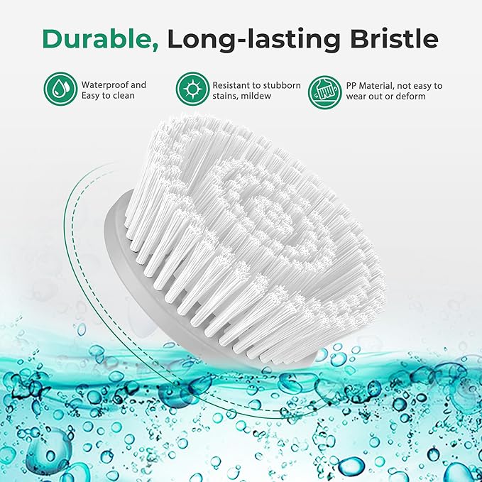 kHelfer Brush Head 4 Pack, 4 Pcs Replacement Brushes forKH8 Serious Spin Scrubber, Cordless Spin Scrubber Power Cleaning Brush for Bathroom Floor
