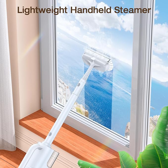 10-in-1 Steam Mop with Detachable Handheld Steamer, Quick 10s Heat-up for Steam Cleaner, 350ml Tank and 2-Level Control for Cleaning Floor, Carpet, Window, BBQ Grill, Tile, Stove, Clothing and Grout