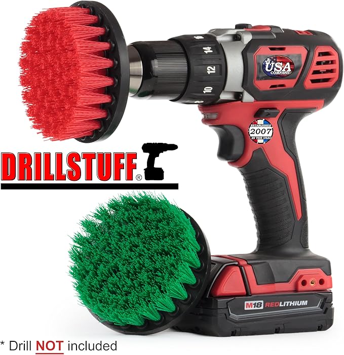 Cleaning Supplies - Medium/Stiff Power Scrubbers - Kitchen Accessories - Drill Brush - Stove - Sink - Griddle - Cooktop - Tile - Cast Iron Skillet - Outdoor - Deck Brush - Headstones - Garden Statues