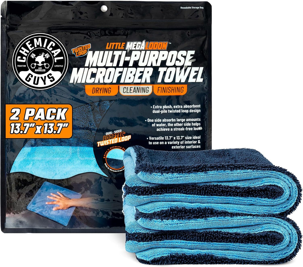 Little Megalodon Multi-Purpose Microfiber Towels, 2 Pack