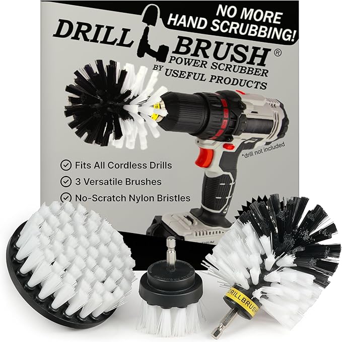 Drillbrush Car Detailing Kit | Drill Brush Set – Soft Bristle Power Scrubber Attachments for Cleaning Car Interior, Upholstery, Carpet, Seats, Wheels, Rims, Dash, Console, and Trim - Nylon Scrub Brush