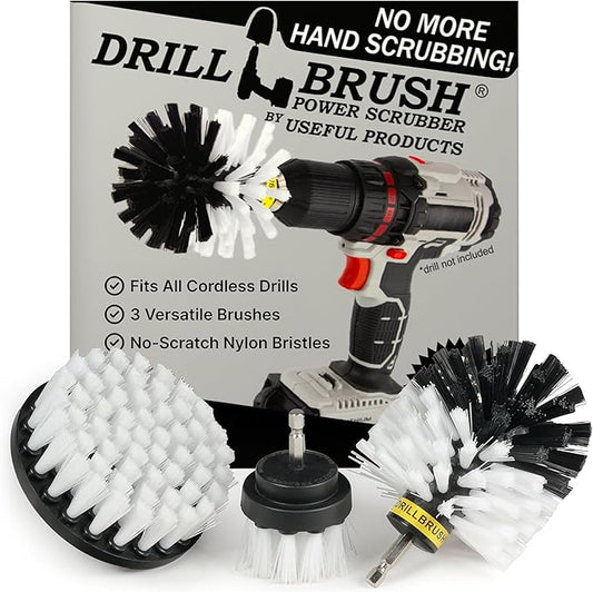 Drillbrush Car Detailing Kit | Drill Brush Set – Soft Bristle Power Scrubber Attachments for Cleaning Car Interior, Upholstery, Carpet, Seats, Wheels, Rims, Dash, Console, and Trim - Nylon Scrub Brush