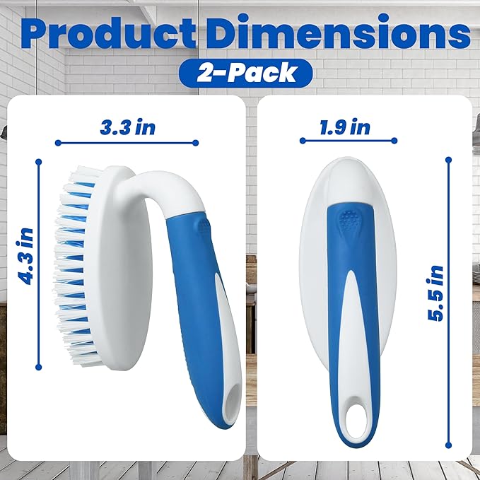 Scrub Brush, 2 Pack Household Cleaning Brushes with Stiff Bristles, Scrubbing Brush for Carpet, Shower, Bathtub, Kitchen, Pool Tile, Bathroom Scrubber, Small