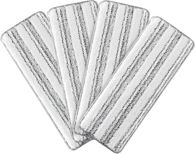 JOYMOOP Flat Mop Replacement Pads, Microfiber Cleaning Refills, Washable Stripe Pads, 13 inch, Pack of 4 for Flat Mop and Mop Bucket System