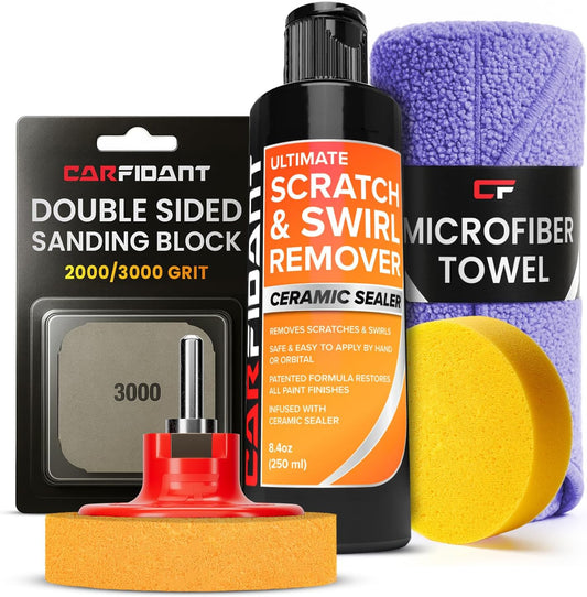 Carfidant Scratch and Swirl Remover - Car Scratch Remover for Vehicles Paint - Polishing Compound for Cars - Paint Restorer Kit with Pad