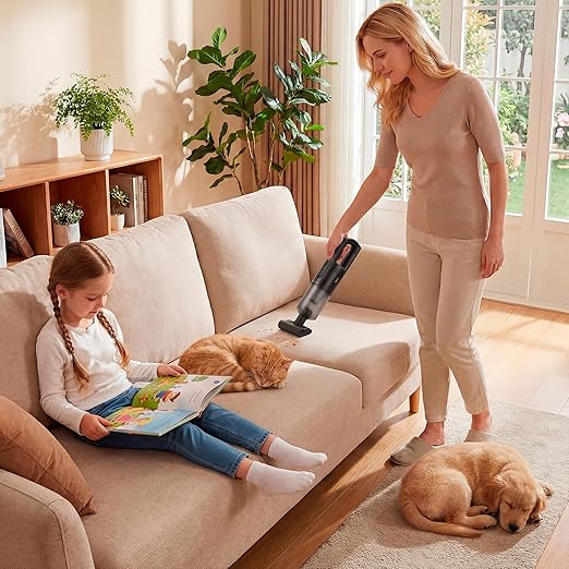 Handheld Vacuum Cordless, Car Vacuum Portable Cordless 30 Mins Rapid Rechargeable Brushless Motor 19000Pa Strong Suction, Portable Vacuum for Car Home with 4 Nozzles (Black)