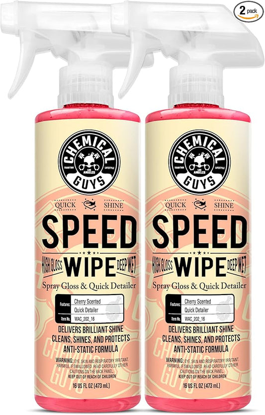 Chemical Guys WAC_202_1602 Speed Wipe Spray Gloss & Quick Detailer, Great for Cars, Trucks, SUVs, Motorcycles, RVs & More, Cherry Scent, 16 oz (2 Pack)