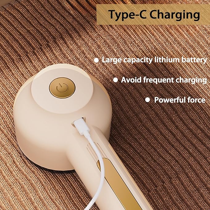 Electric Lint Removers,Rechargeable Fabric Shaver with 6 Leaf Blades Useful for Clothes, Furniture, Sofas, Blankets (Beige)