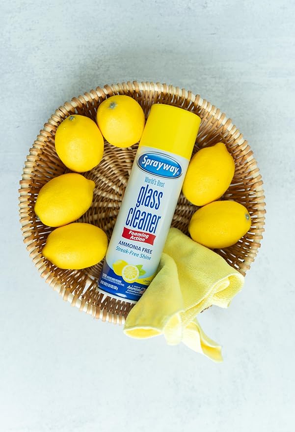 Sprayway Glass Cleaner Lemon Scent Foaming Aerosol Spray, 19oz, Pack of 6 | Ammonia-Free, Streakless, Fast-Acting | Cleans & Polishes Glass Surfaces | Removes Fingerprints, Dust, Dirt, Smoke Film