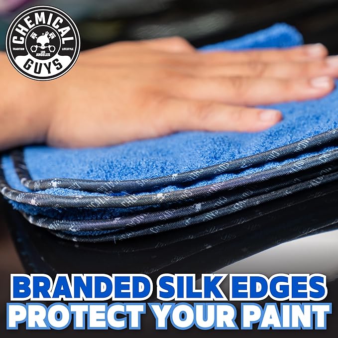 Chemical Guys Professional Grade Premium Microfiber Towels for Cars, Blue, 16" x 16", Ultra-Soft and Scratch-Free Car Detailing Cloths for Trucks, Motorcycles, and More - 3 Pack