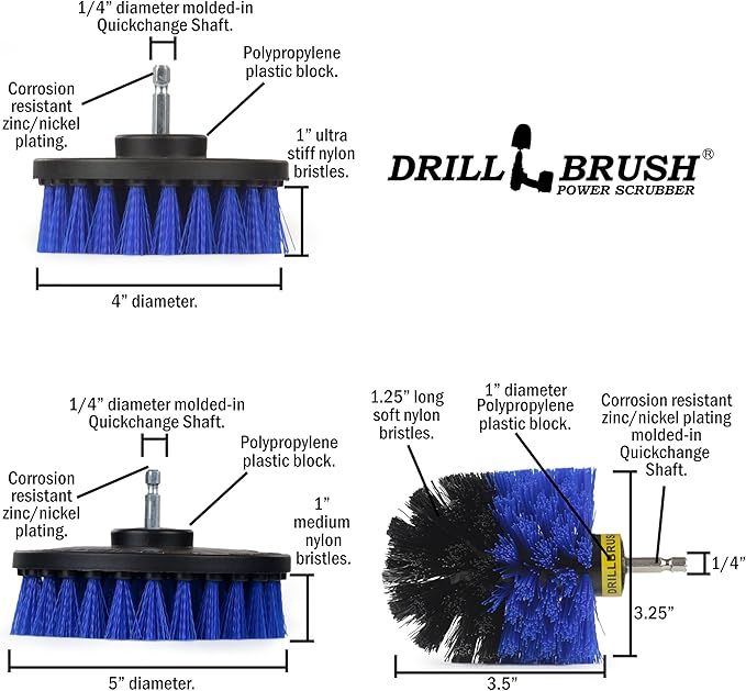 Ultimate Boat Cleaning Kit with 7 Inch Extension - Pool Cleaning Accessories - Carpet Cleaner - Boat Deck Brush - Water Slide Cleaning Tool - Hot Tub - Pool Scrubbing Brush Set - Aquatic Cleaning Tool