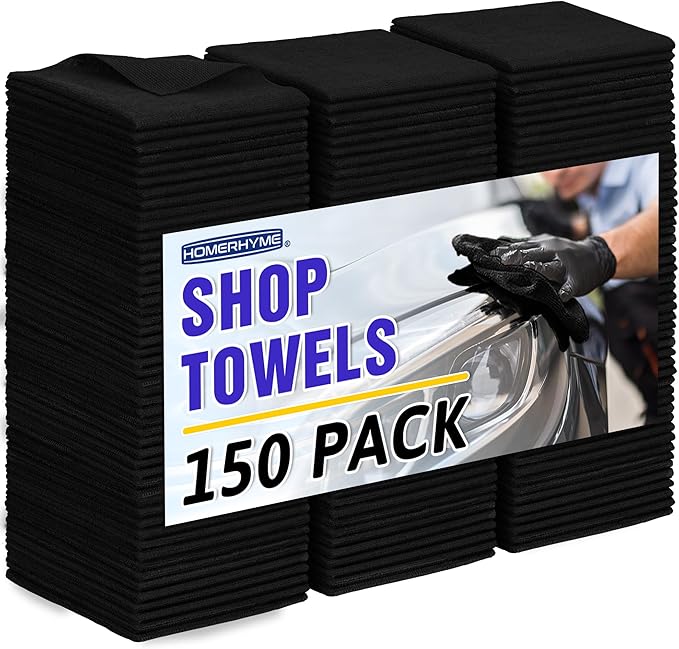 Microfiber Cleaning Cloth, 150 Pack Black Cleaning Rags Microfiber Towel Bulk Absorbent Lint-Free Wash Cloths, All-Purpose Towels for Cars, Shop, Automotive, Garage, Home & Kitchen