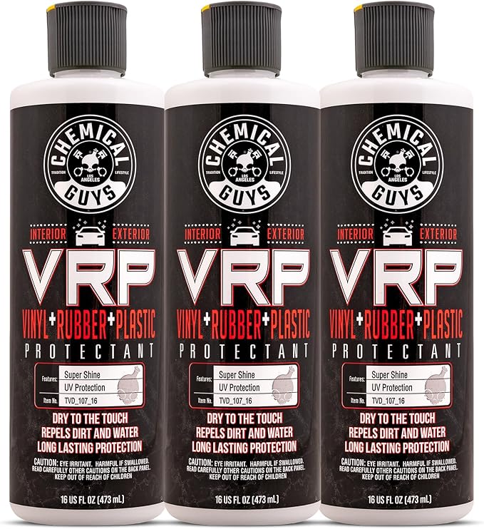 Chemical Guys VRP Vinyl, Rubber, and Plastic Dressing - Tire Dressing, Non-Greasy, Dry-to-the-Touch Shine for Tires, Trim, and More, Safe for Cars, Trucks, SUVs, RVs & More - 16 oz (Pack of 3)