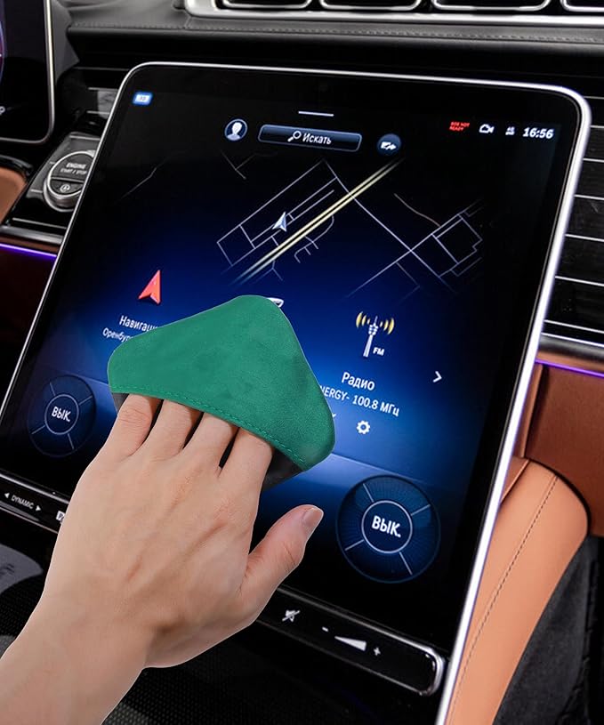 SCUARI Car Screen Cleaner,Touch Screen Cleaner for Car,Car Accessories Car Screen Wipes,Foldable Car Screen Cleaner Cloth,Square Microfiber Screen Cleaning Pad,Fits Car Dashboard LCD Display (Green)