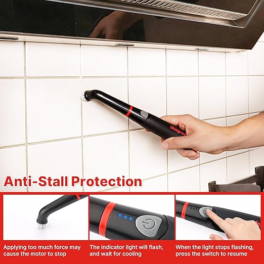Shop-Vac Electric Spin Scrubber with 2000RPM Motor, 90Min Long Runtime with 5 Replaceable Head, LED Display and IPX6 Waterproof, Cordless Electric Scrubber for Cleaning Grout, Tile, Bathroom, Kitchen