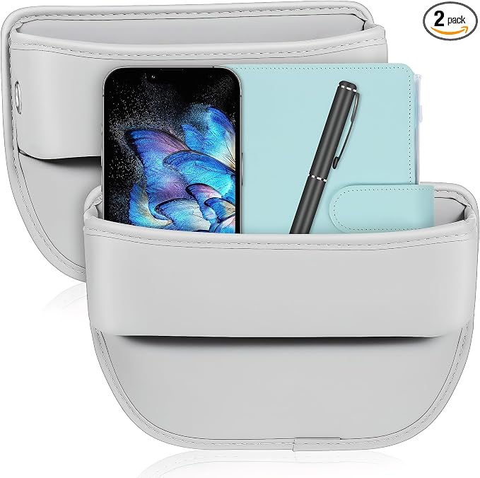 Healifty Car Seat Gap Filler Organizer: 2Pcs Leather Front Console Storage Box and Automotive Truck Interior Accessories