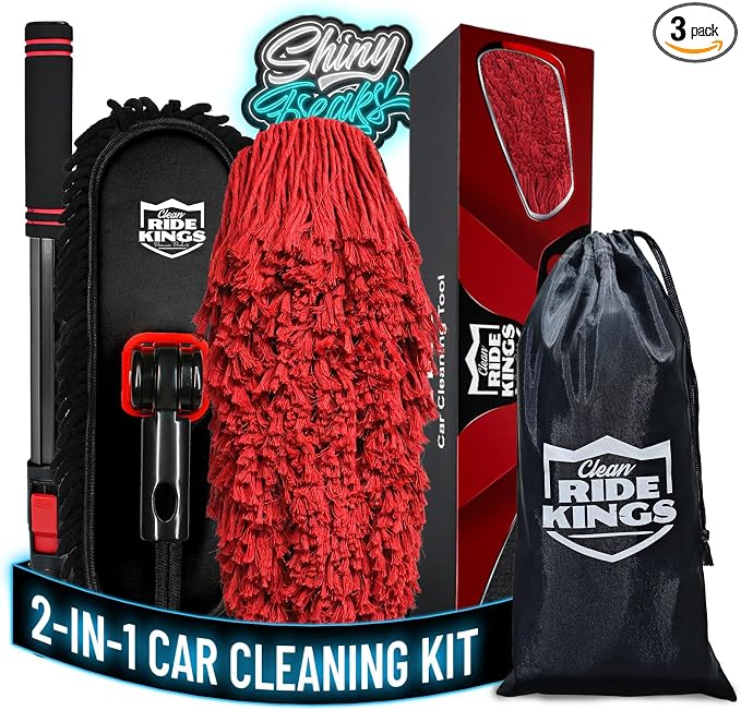 Car Duster Exterior Sweeping Kit, 2-in-1 Black