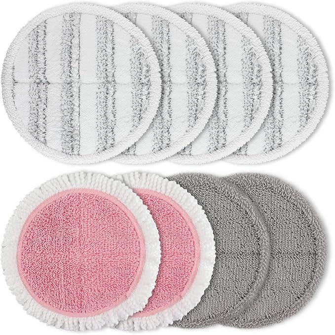 Spin Cordless Electric Mop Pads: 7.5/7.48/7.28/7 Inch Steam/Electric Mop Pads Replacement for Vmai/eous/idoo/alfabot/devoac - Round Velcro Scrubber Reusable Mop Pads Refill for Floor Cleaning 8 Pack