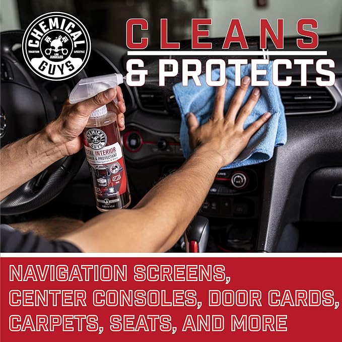 Chemical Guys Total Interior Cleaner & Protectant - Black Cherry, Car Cleaning Spray, Cleans and Protects Leather, Vinyl, Plastic, Rubber, and Glass, Safe for Trucks, SUVs, Jeeps, RVs & More - 16 oz