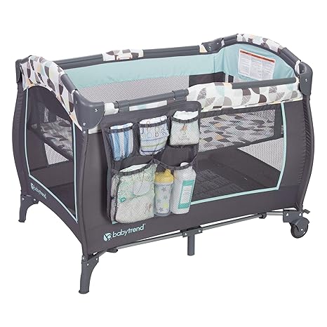 Baby Trend Nursery Center, Portable Playard with Bassinet, Changing Table and Storage Organizer, Trend-E - Foldable and 