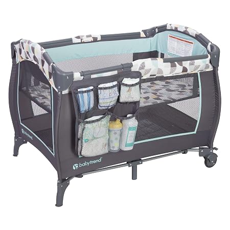 Baby Trend Nursery Center, Portable Playard with Bassinet, Changing Table and Storage Organizer, Trend-E - Foldable and 