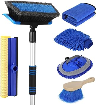Wontolf 62'' Car Wash Brush with Long Handle, Scratch-Free Soft Bristles Sturdy Car Wash Mop Kit, Complete Car Cleaning 