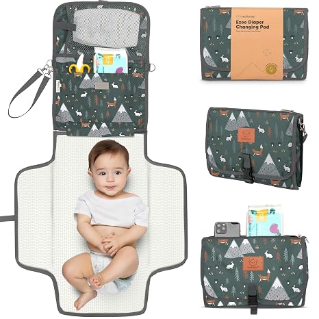 KeaBabies Portable Diaper Changing Pad, Wipeable Baby Changing Mat (Woods)