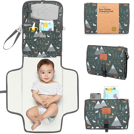 KeaBabies Portable Diaper Changing Pad, Wipeable Baby Changing Mat (Woods)