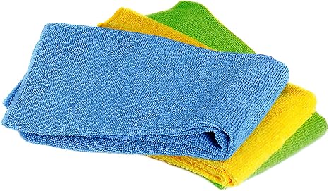 Norpro 15.75 by 15.75 Inch Microfiber Cloth, Set of 3, 15.75 inches x 15.75 inches, blue, yellow and green