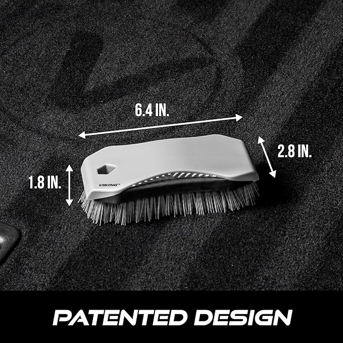 VIKING Carpet Cleaning and Scrub Brush for Floor Mats, Cleaning Brush for Car Interior and Home, Grey, 6.4 x 2.8 x 1.8 Inch