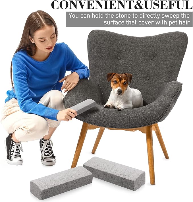 Loopeer 2 Pcs Pet Hair Remover Pumice Stone for Dog Cat Hair Removal Cleaning Pet Fur Stone 6 Inch Dog Fur Cleaning Tool for Car Interior Bedding Carpet Couch Furniture(6 x 2 x 1.6 in)