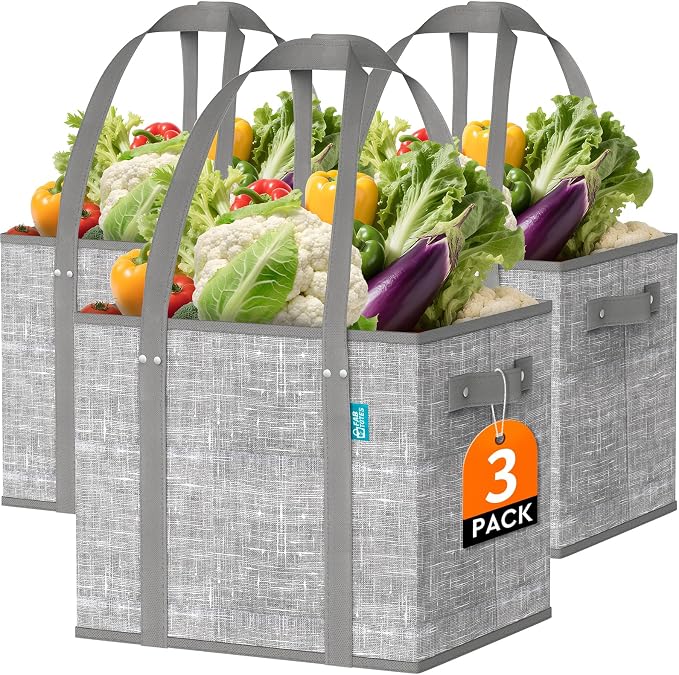Fab totes Reusable Grocery Bags，Foldable Shopping Tote Bags