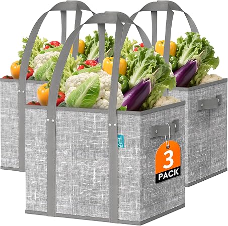 Fab totes Reusable Grocery Bags，Foldable Shopping Tote Bags