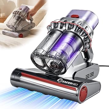 SAKERNEO Bed Vacuum Cleaner with Digital Display & 5-Cyclone Filtration