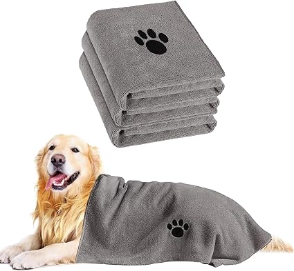 Puomue 3 Pack Microfiber Dog Towels for Drying Dogs, Super Absorbent and Soft Pet Grooming Towel, 40 Inch X 23.6 Inch, P