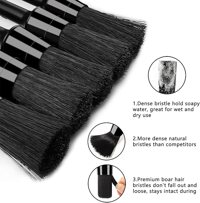 HMPLL 9pcs Auto Car Detailing Brush Set/ Interior Cleaning Kit Includes 5 Soft Premium Detail Brush, 3 Wire Brush & 1 Vent Cleaning Brush for Cleaning Interior, Dashboard, Engines, Leather, Wheel